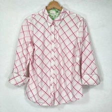 Izod Button Down Shirt Floral Cuffs Lightweight Preppy Academia Boho Grandma L