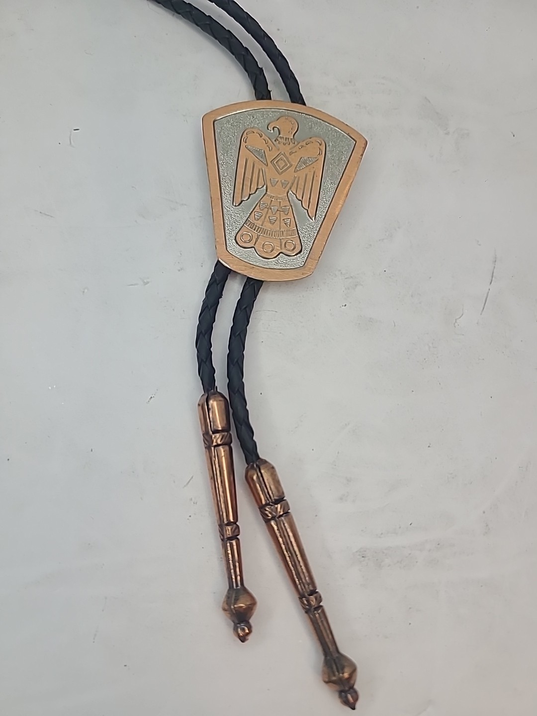 Vtg Native American Solid Copper Thunderbird Bolo… - image 1