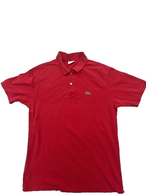 Lacoste Red Cotton Polo Shirt Short Sleeve Mens Size 7 Croc Logo