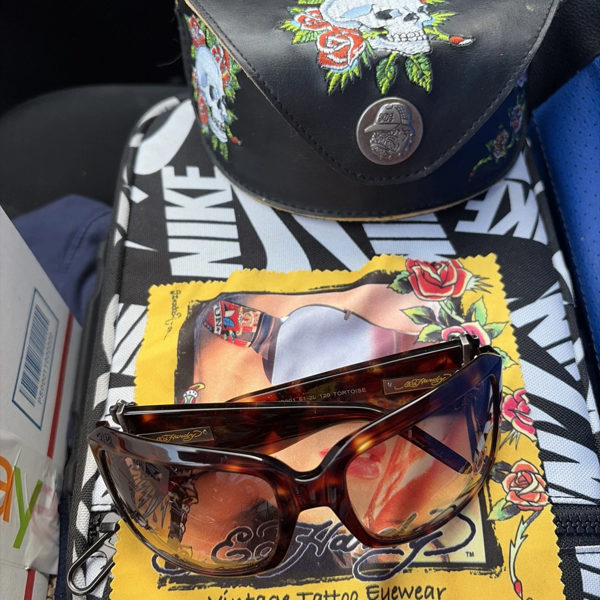 Rare ed Hardy Bulldog Sunglasses Cas with matching glasses Ed Hardy Eyeglass Cases & Storage Sunglasses for sale | eBay main image 3