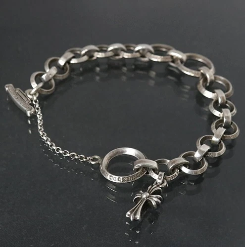 Chrome Hearts O-Ring Bracelet Baby Foot Cross Silver SV925 - Picture 2 of 4