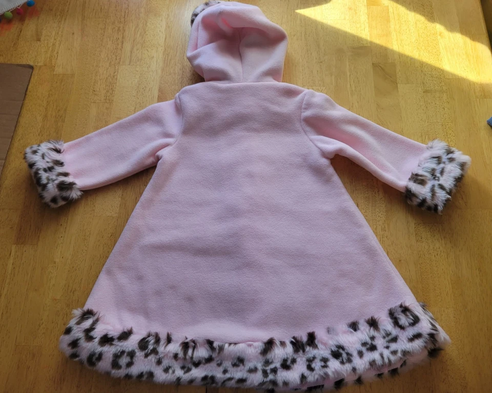 Sophie Rose Little Girls Size 2t Pink Fleece/Faux Fur Trimmed Hooded Coat - Image 2 of 4