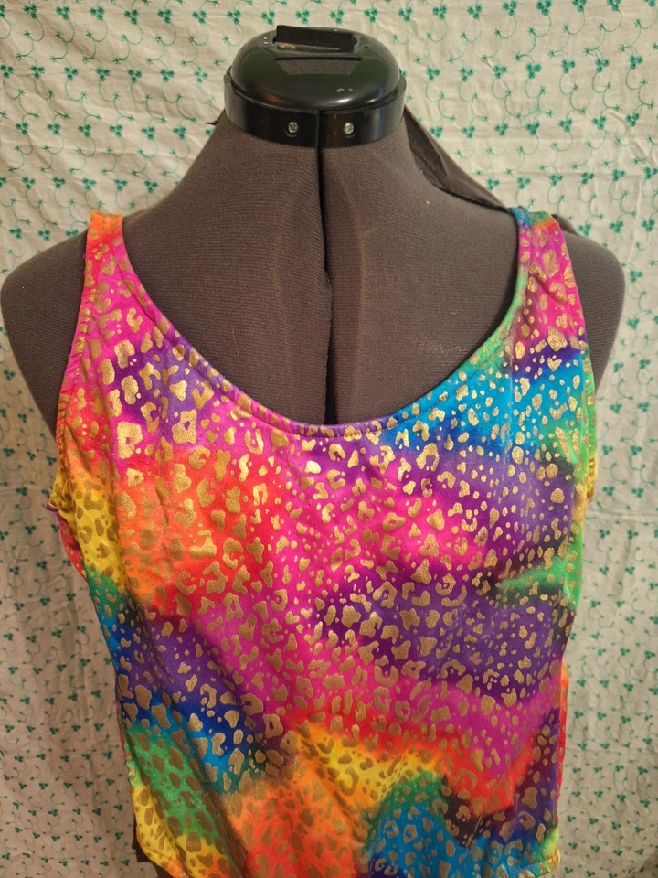 Maiô vintage anos 80 90 leopardo neon peça única colorido médio - Imagem 3 de 3