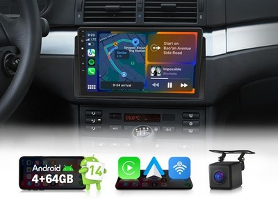 9'' Android 14 4+64 Car Stereo Apple CarPlay Bluetooth for BMW E46 320i 325i 330i