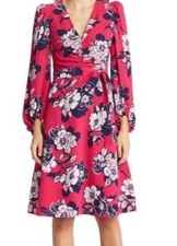 Nordstrom Eliza J  Berry Floral Long Sleeve Dress, Size 4