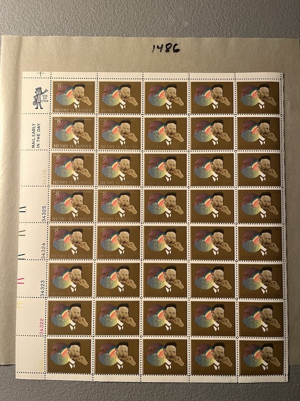 Scott #1486 Henry O. Tanner 1973 8¢ Full Sheet Of 40 MNHOG