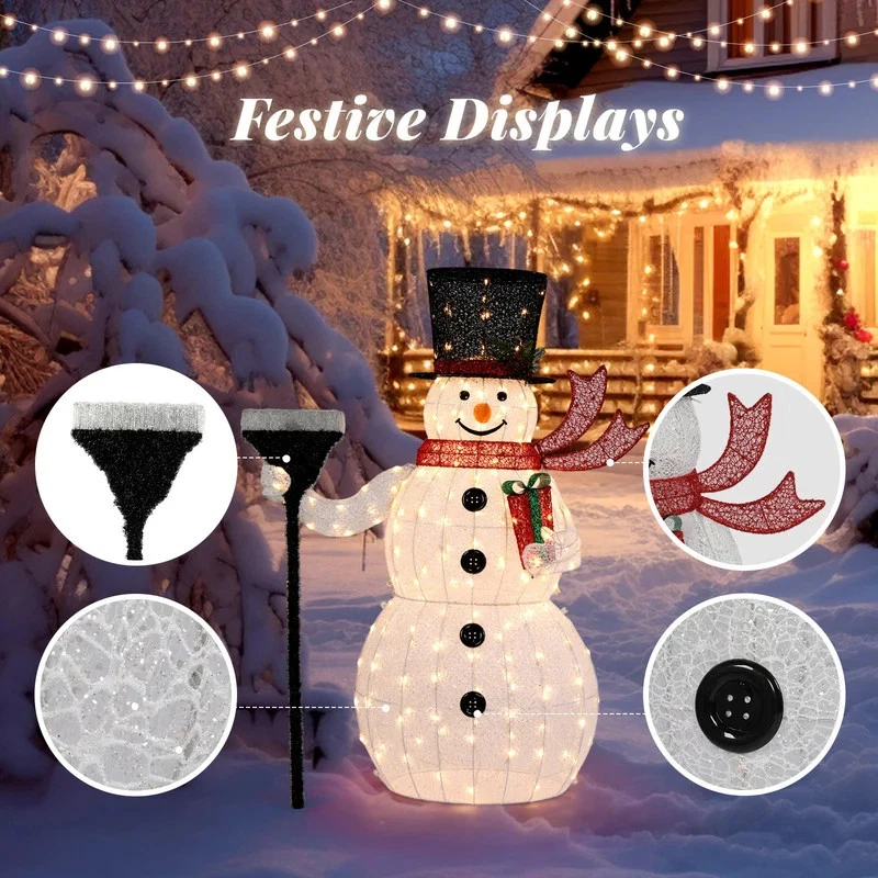 Lighted Christmas Snowman Outdoor Decorations - White - Image 3 of 4