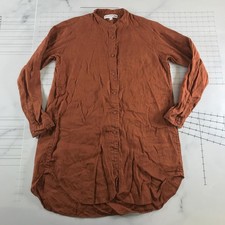 Ines De La Fressange Uniqlo Shirt Dress Womens S Orange Linen Button Front