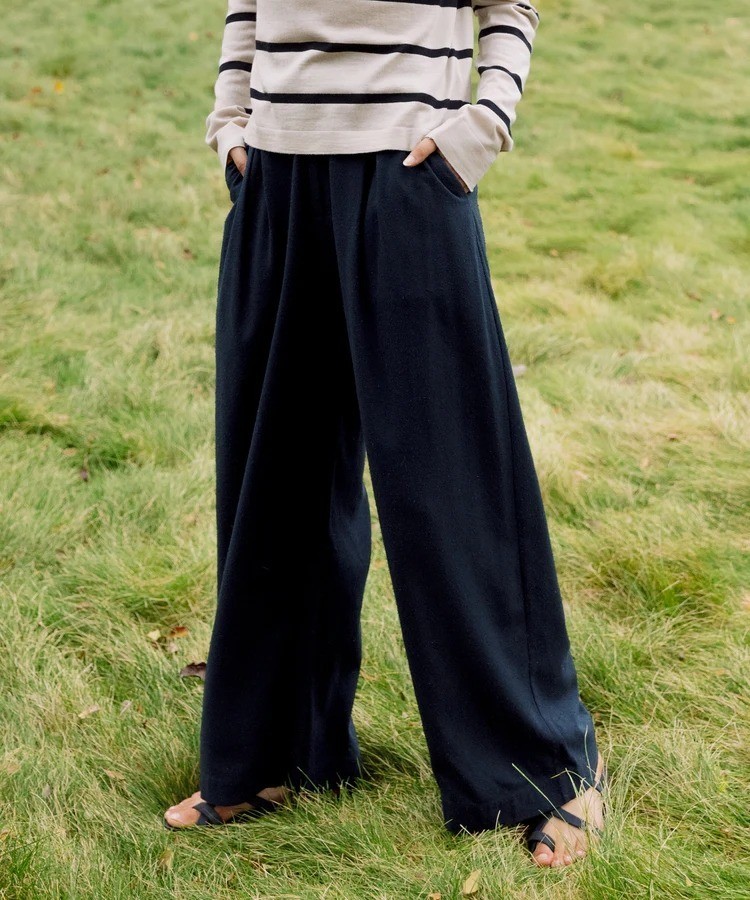 Jenni Kayne Relaxed Trouser RAW SILK Pants Navy Blue Size 0 NWT $295