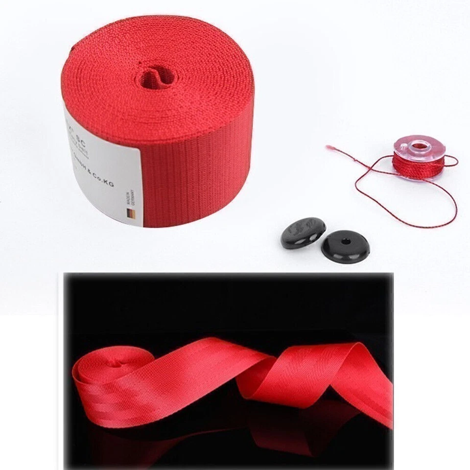 Arnés rojo de 3,6 M cinturón de seguridad retráctil de seguridad frontal de 3 puntos para carreras de autos* Foto 3 de 4