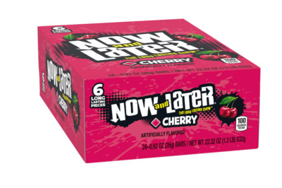 Now & Later Original Taffy Chews Candy, Cherry, 0.93 Ounce Bar, Pack of 24