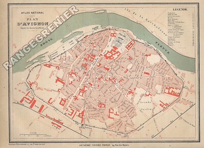 ALTER STADTPLAN AVIGNON - VAUCLUSE (84) - Ausgabe 1877