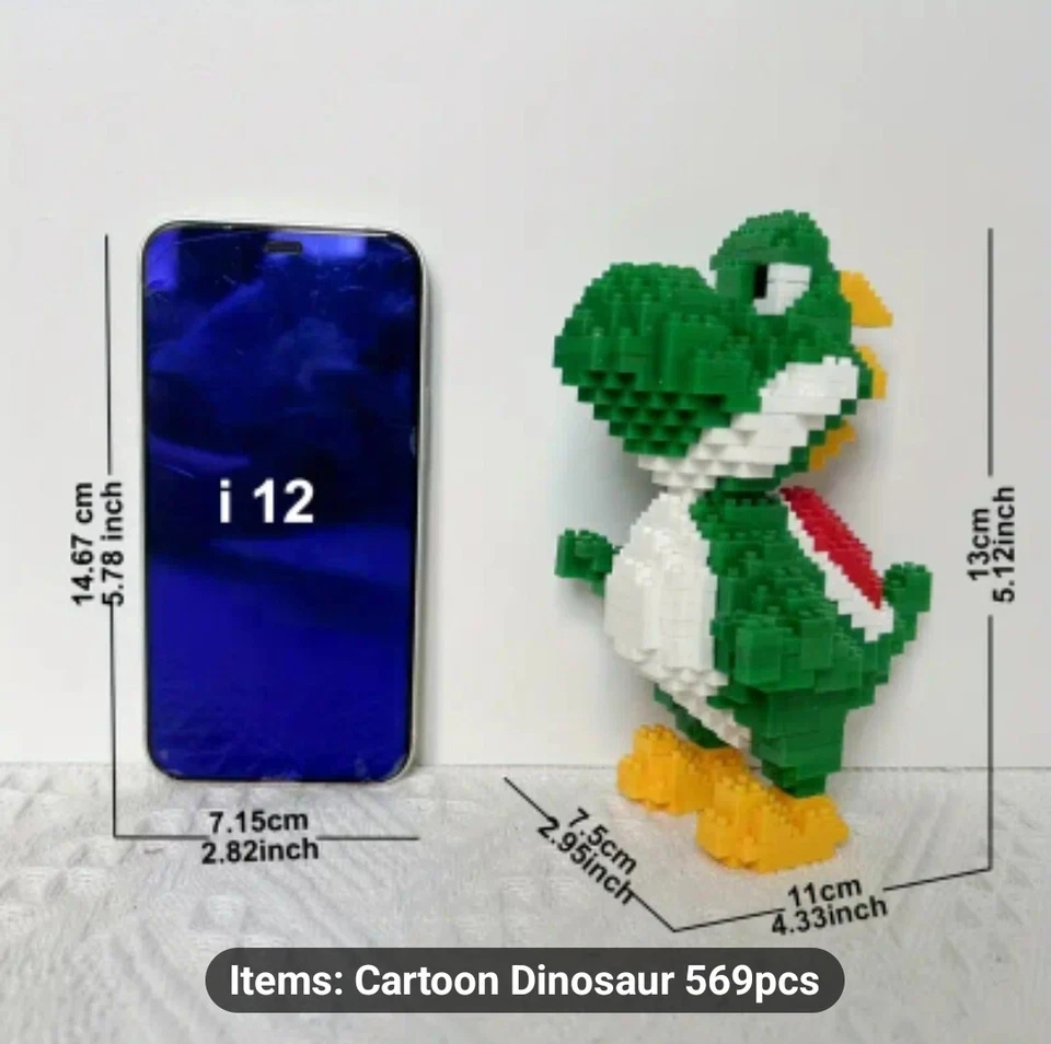 Tyrannosaurus Rex Velociraptor Cartoon Dragon Building Block Model, Three-dimens - Image 3 of 4