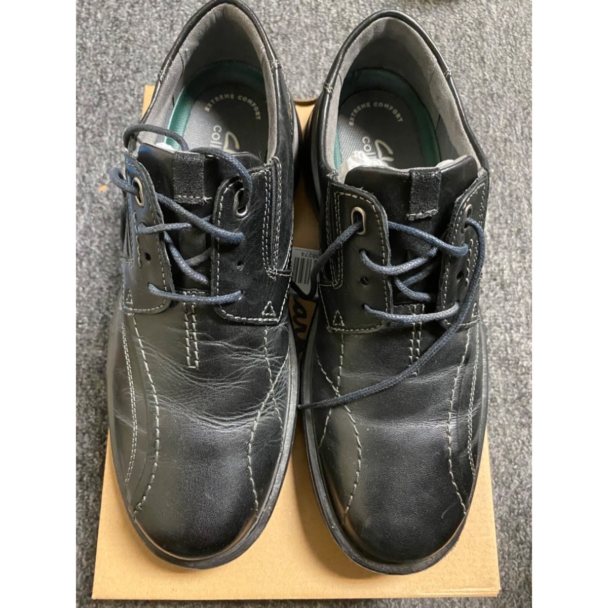 Clarks Mens Gessler Lace Oxford Leather Shoes Black Size 8.5 