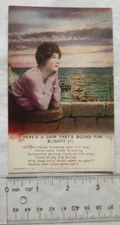 vintage postcard Theres A Ship Thats Bound For Blighty, verse 1