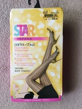 Spanx sz C  Back Drop Black Open Weave Diamond  Stripe Shaping Tights # 2062 NWT