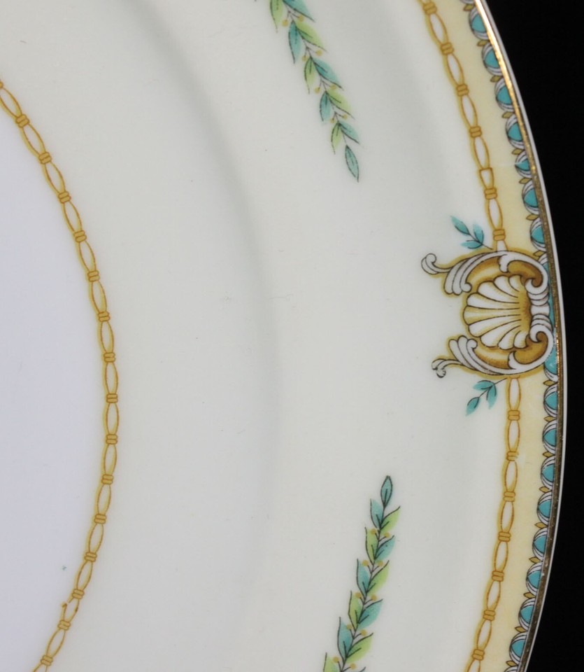 3 Vtg Meito China Elba Dinner Plates Lot Japan 10" Teal Green Victorian