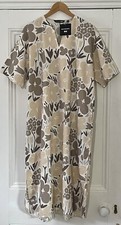 Marimekko Uniqlo Women’s Beige Floral Linen Blend Kaftan Dress S UK 10 EU 38 NEW