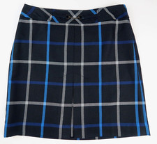 Ann Taylor Loft Plaid Skirt Fully Lined Black Gray Blue Sz 4