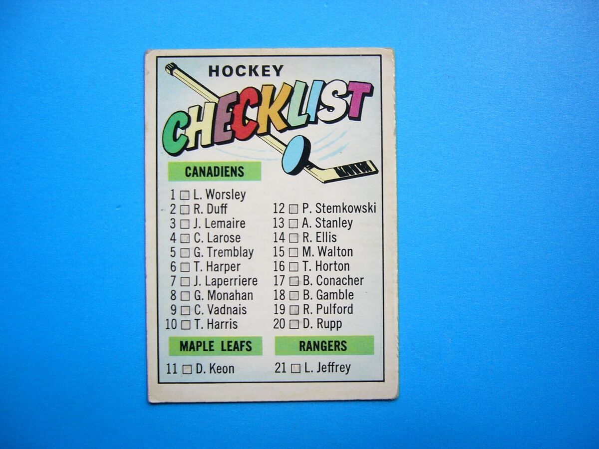 1967-68 TOPPS HOCKEY NHL #66 First Checklist marked (1-66) VG-EX