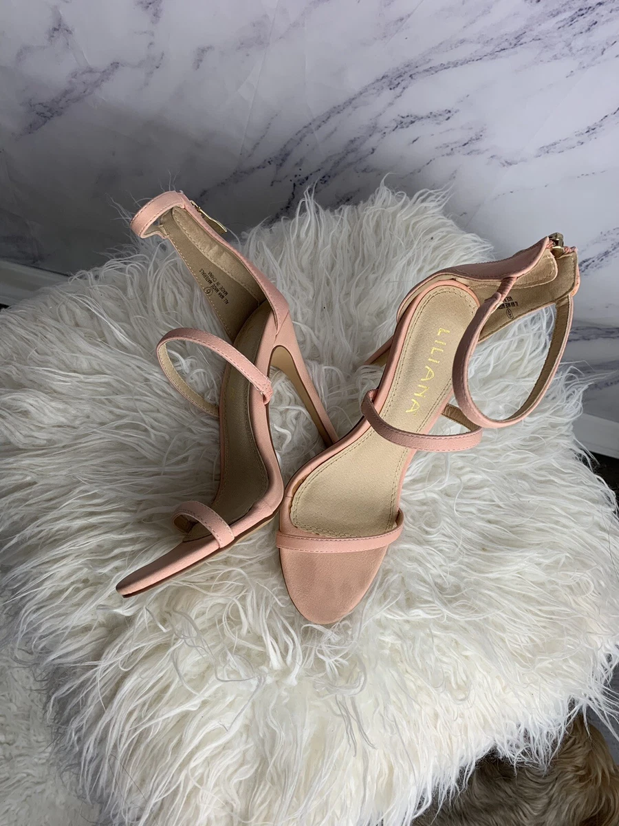 Loveliness Light Nude Patent Ankle Strap Heels