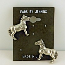 Pendientes de poste 3D vintage de caballo de peltre poste de acero quirúrgico