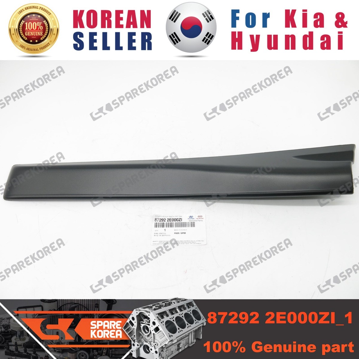Genuine/OEM 872922E000ZI COVER-ROOF RACK FRT,LH for Hyundai Tucson