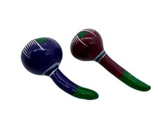 Mexican Hand Painted Wooden Musical Maracas Set of 2 Lightweight Wood Mexico