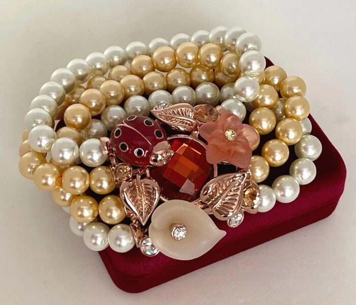 Deluxe Perlen Armband Armreif Crystals Kristalle 750er Rosegold 18K vergoldet - Bild 3 von 4