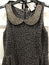 Ragdoll  Rockets Dress Kid Girl Holiday Gray Black Leopard Sequin Collar 10
