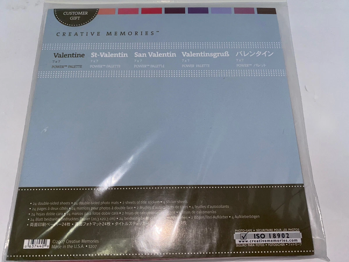 Creative Memories 7x7 Valentine’s Day Power Palette Love Paper Stickers Mats