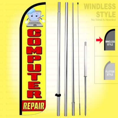 COMPUTER REPAIR - Windless Swooper Flag Kit 15' Sign yz-h