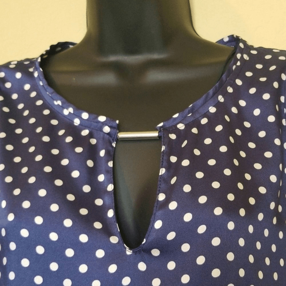 Zara Basic Navy Polka Dot Blouse - image 2