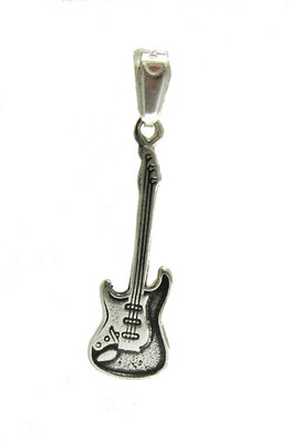 Stilvoller Sterling Silber Anhänger Gitarre solide punziert 925 handgefertigt