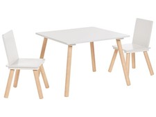 2 Seater Kids Set Table with Chairs Light Wood and White WRINGLEY