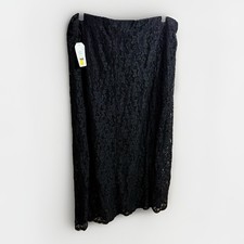 NWT Vtg Y2K Lace Maxi Skirt Black XL Straight Half Lined Fairy Goth Whimsy Witch