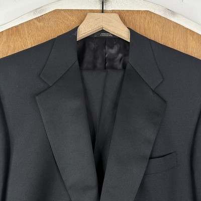 Hart Schaffner Marx Tuxedo Mens 38R Black 2 Button Wool Pants 34x27 Canvased