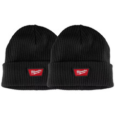 MenS Black Rib-Knit Cuffed Beanie Cap (2-Pack...