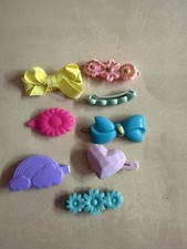 Vintage 1980's Hair Barrettes Goody Snap Tight Plastic Pastels, 8 Pink Yellow