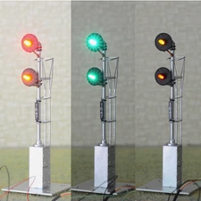 1 x HO scale searchlight signal model railroad 3-colors steel cabinet 2 head #23