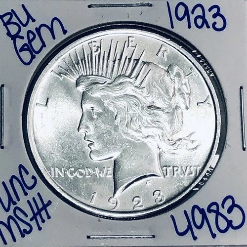 1923 BU UNCIRCULATED SILVER PEACE DOLLAR AUTHENTIC U.S. MINT FREE SHIPPING 4983