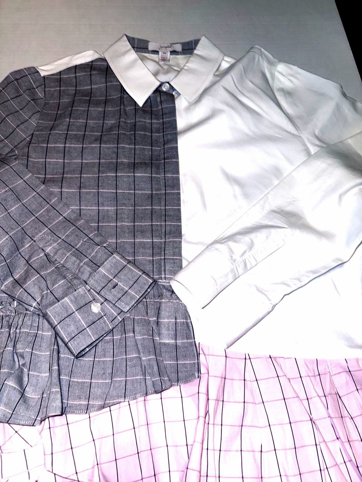 Scripted Asymmetrical 3/4 Button Down Pull Over C… - image 1