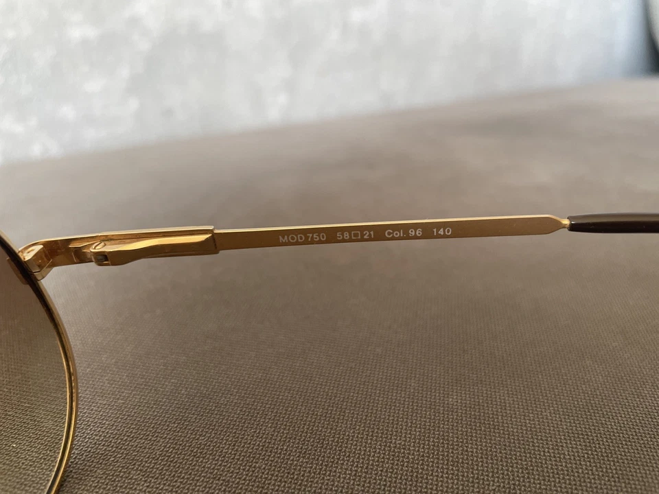 CAZAL Vintage Sonnenbrille mod 750 96 Gold Retro Rar Aviator Titanium Frame - Bild 2 von 4