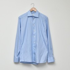 ETON of Sweden Fine Twill Dress Shirt Size 40 15 3/4 Blue Micro Pattern Cotton