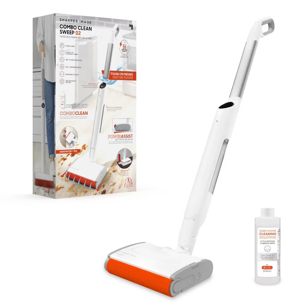 Sharper Image Combo Clean Sweep 02 Cordless Power Broom - Mop White 20890₽