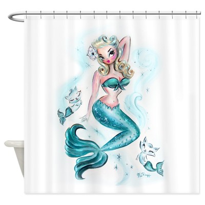 CafePress Blonde Mermaid Decorative Fabric Shower Curtain (69''x70'') (1322910900)