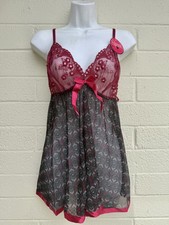 Hot Babydoll Lingerie Dress with Lace Sequins Barbiecore Coquette Cute L