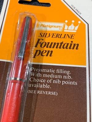 Vintage Platignum Silverline CT rot Füllfederhalter Pressmatic Füllung NEU