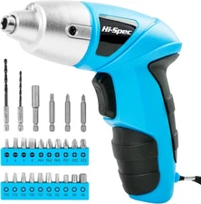 Hi-Spec 27pc 3.6V Blue USB Small Power Electric Screwdriver Set. Cordless & Rech