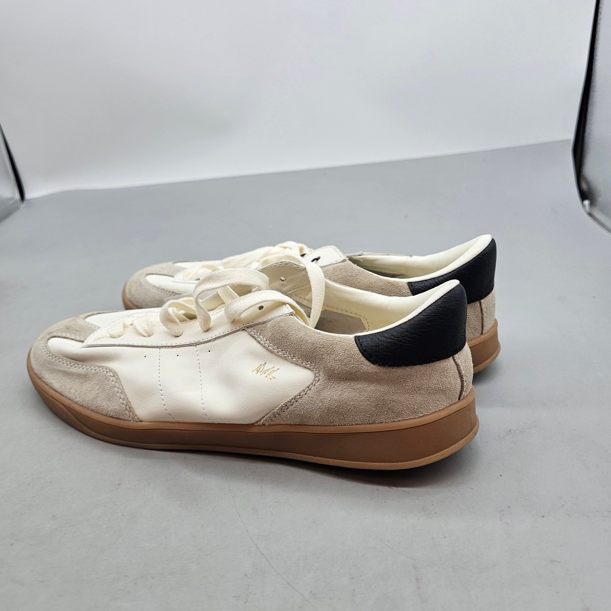 Zara Leather Suede Sneakers Cream Tan Gum Sole Trainers 5451/210/202 Mens 10 View 2